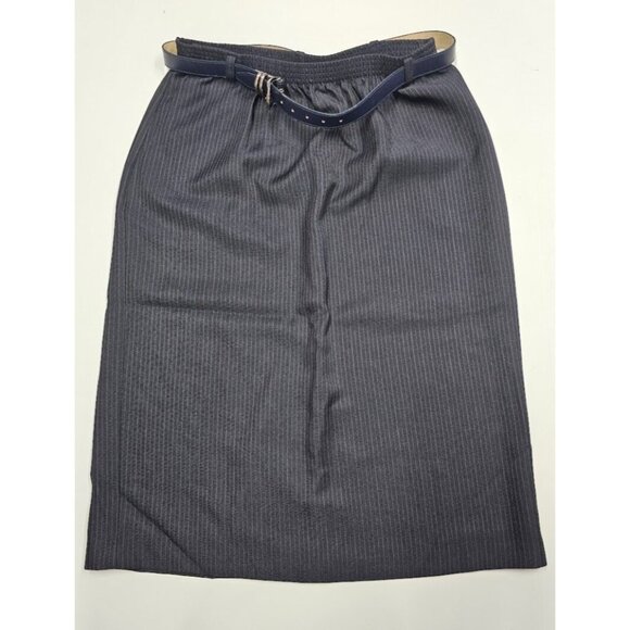 VTG Alfred Dunner Pencil Skirt Womens Size 16 Navy Striped Belted Skirt NWT - Picture 1 of 7